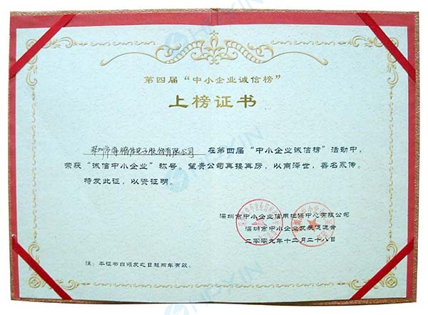 2009年榮獲“誠(chéng)信中小企業(yè)”稱號(hào)-證書.jpg